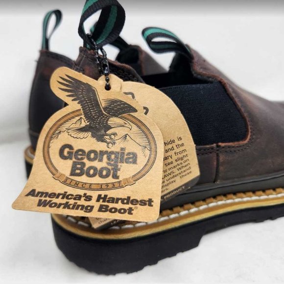 Women's 9.5 Georgia Giant Romeo slip on brown leather work boots GR362 - Picture 2 of 13